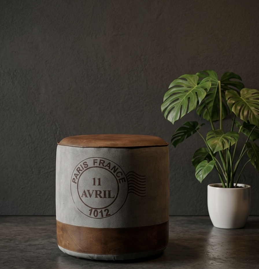 Designer round pouffe
